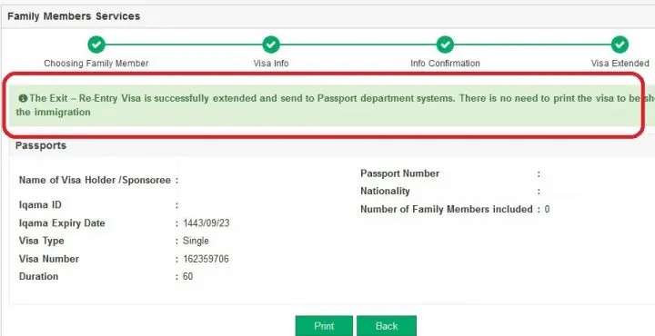 Exit Re-Entry Visa Extension for Dependents in Saudi Arabia