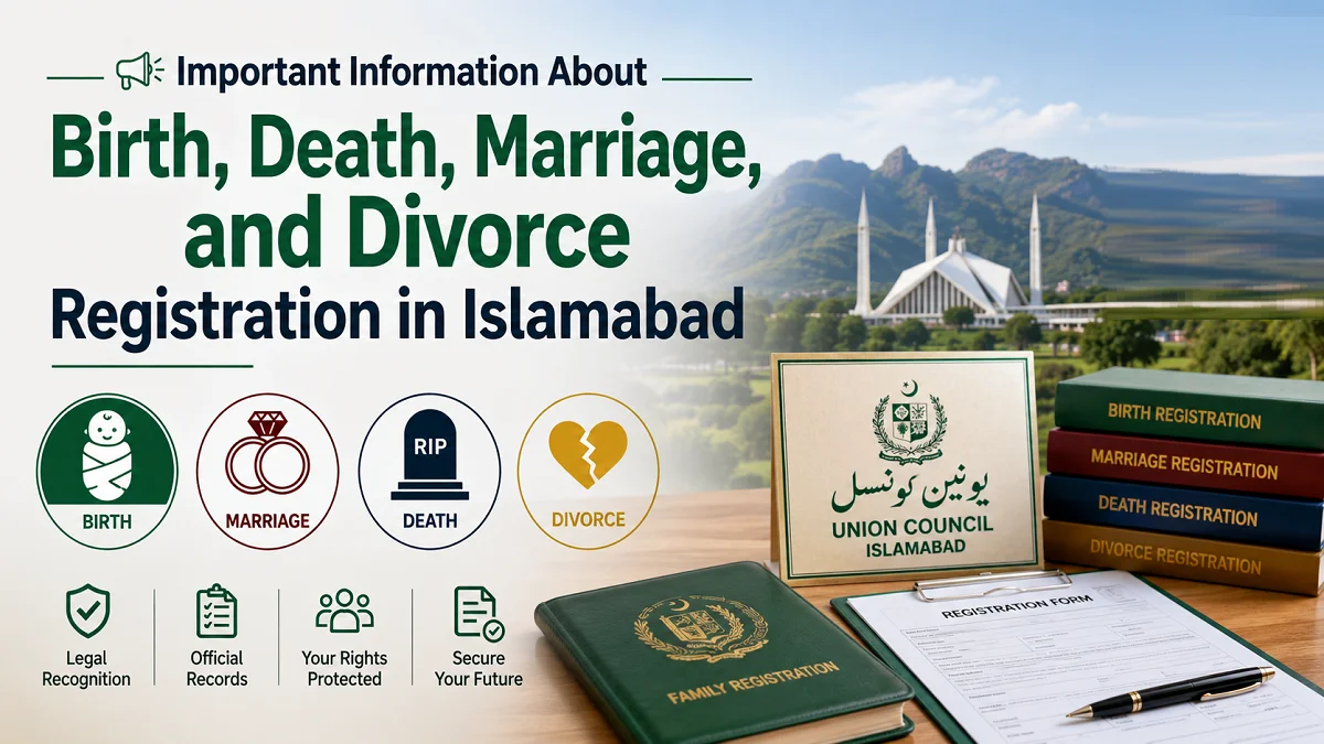 Birth, Death, Marriage and Divorce Registration in Islamabad